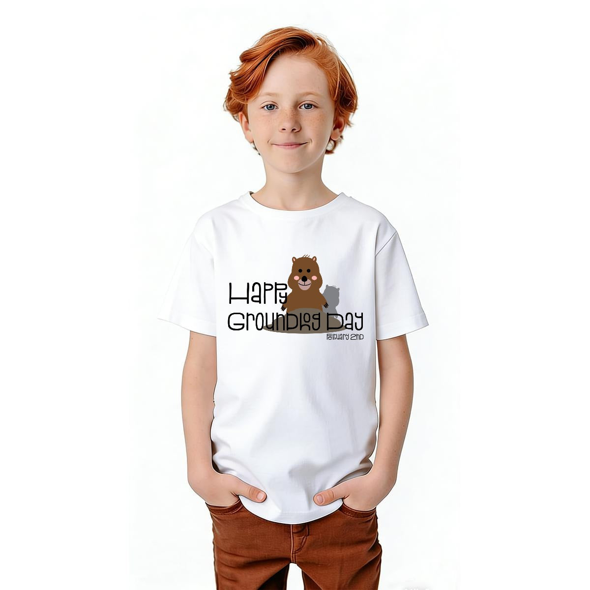 Kids Groundhog Day T-Shirt – Funny Youth Graphic Tee | Custom Gildan 5000B Holiday Shirt Yoycol