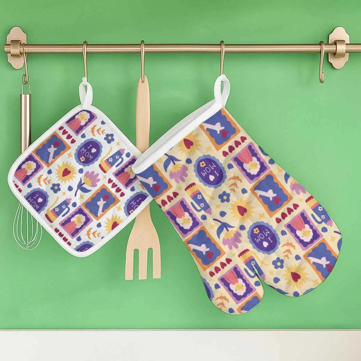 Mother’s Day Heat-Resistant Kitchen Gloves & Pad Set