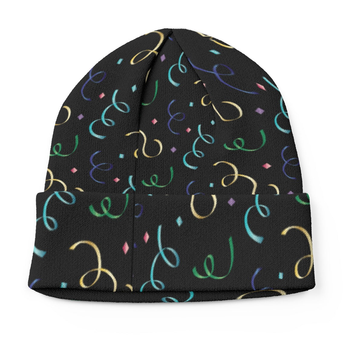 New Year’s All-Over Print Knitted Hat – Festive Winter Beanie Cap | Cozy Holiday Knit Hat for Men & Yoycol