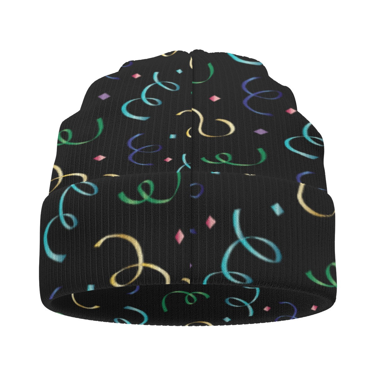 New Year’s All-Over Print Knitted Hat – Festive Winter Beanie Cap | Cozy Holiday Knit Hat for Men & Yoycol