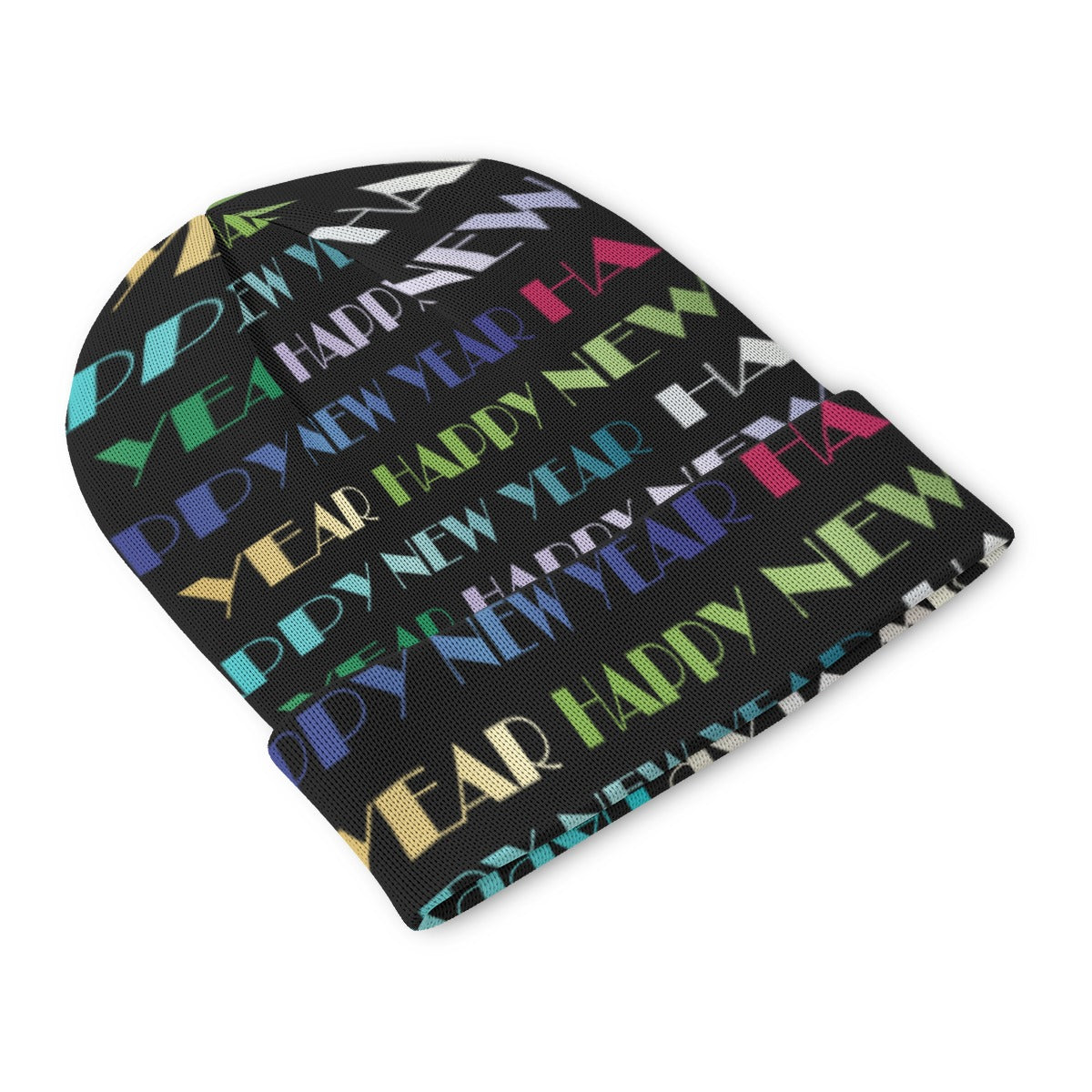 New Year’s All-Over Print Knitted Hat – Festive Winter Beanie Cap | Cozy Holiday Knit Hat for Men & Yoycol