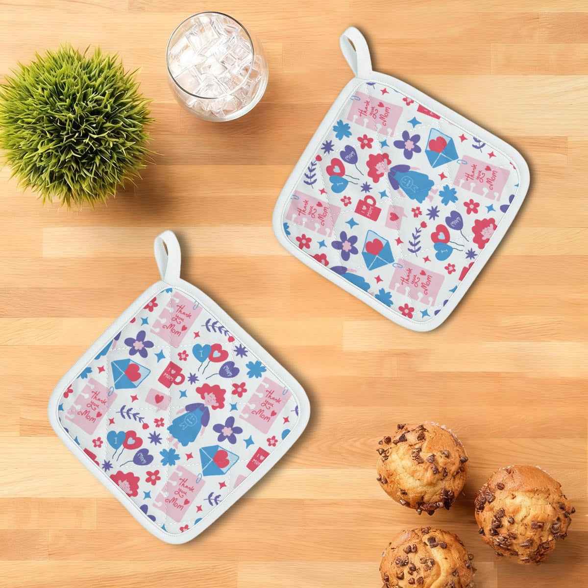 Mother’s Day Heat-Resistant Kitchen Gloves & Pad Set