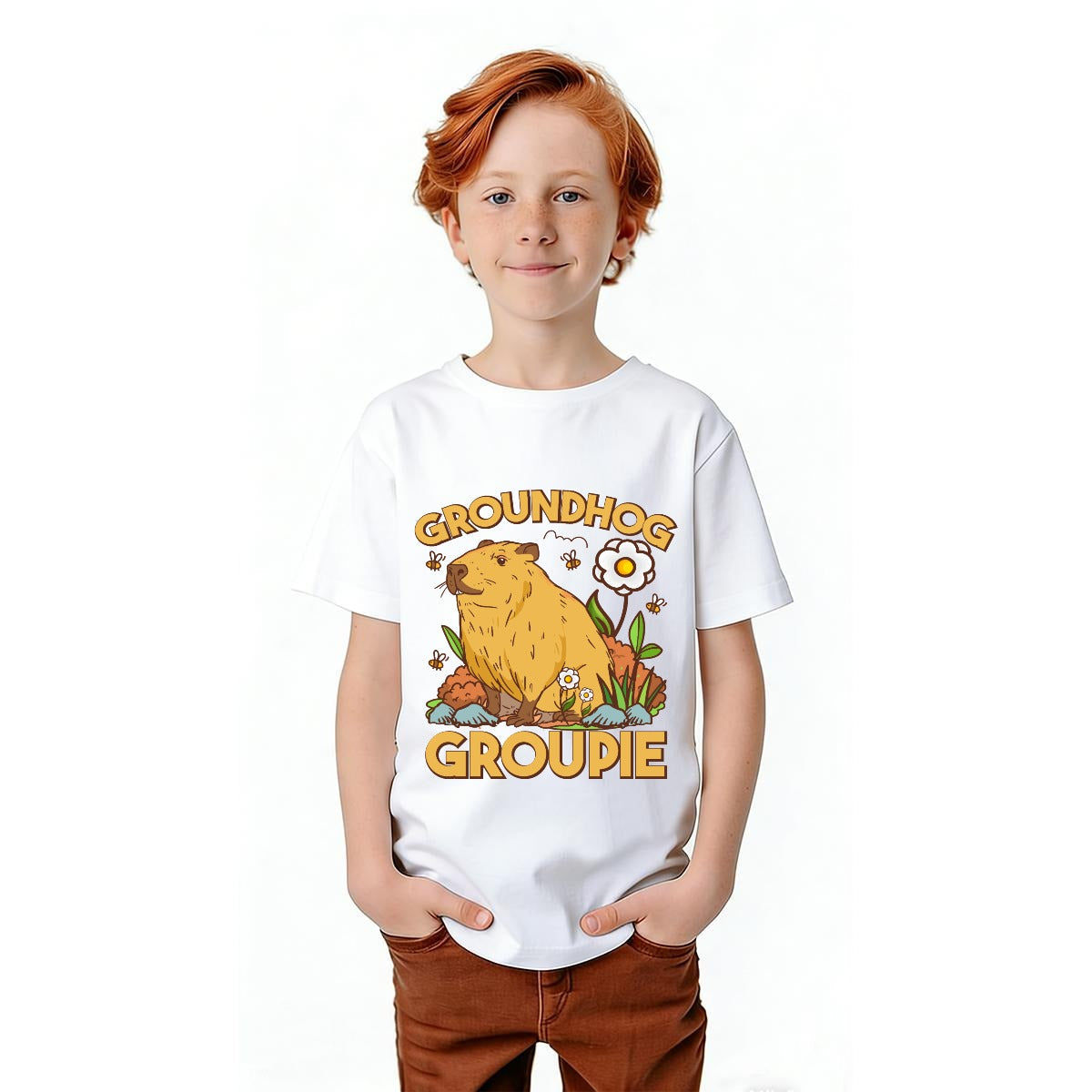 Kids Groundhog Day T-Shirt – Funny Youth Graphic Tee | Custom Gildan 5000B Holiday Shirt Yoycol