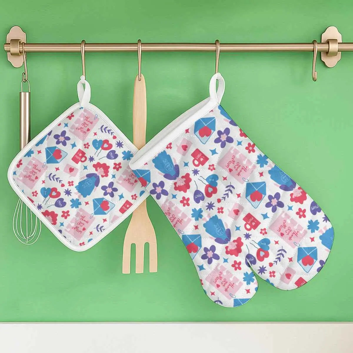 Mother’s Day Heat-Resistant Kitchen Gloves & Pad Set