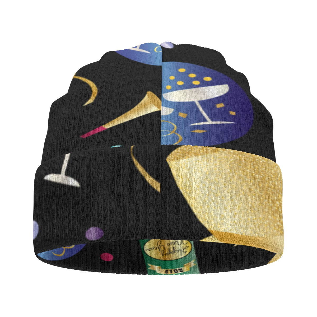 New Year’s All-Over Print Knitted Hat – Festive Winter Beanie Cap | Cozy Holiday Knit Hat for Men & Yoycol
