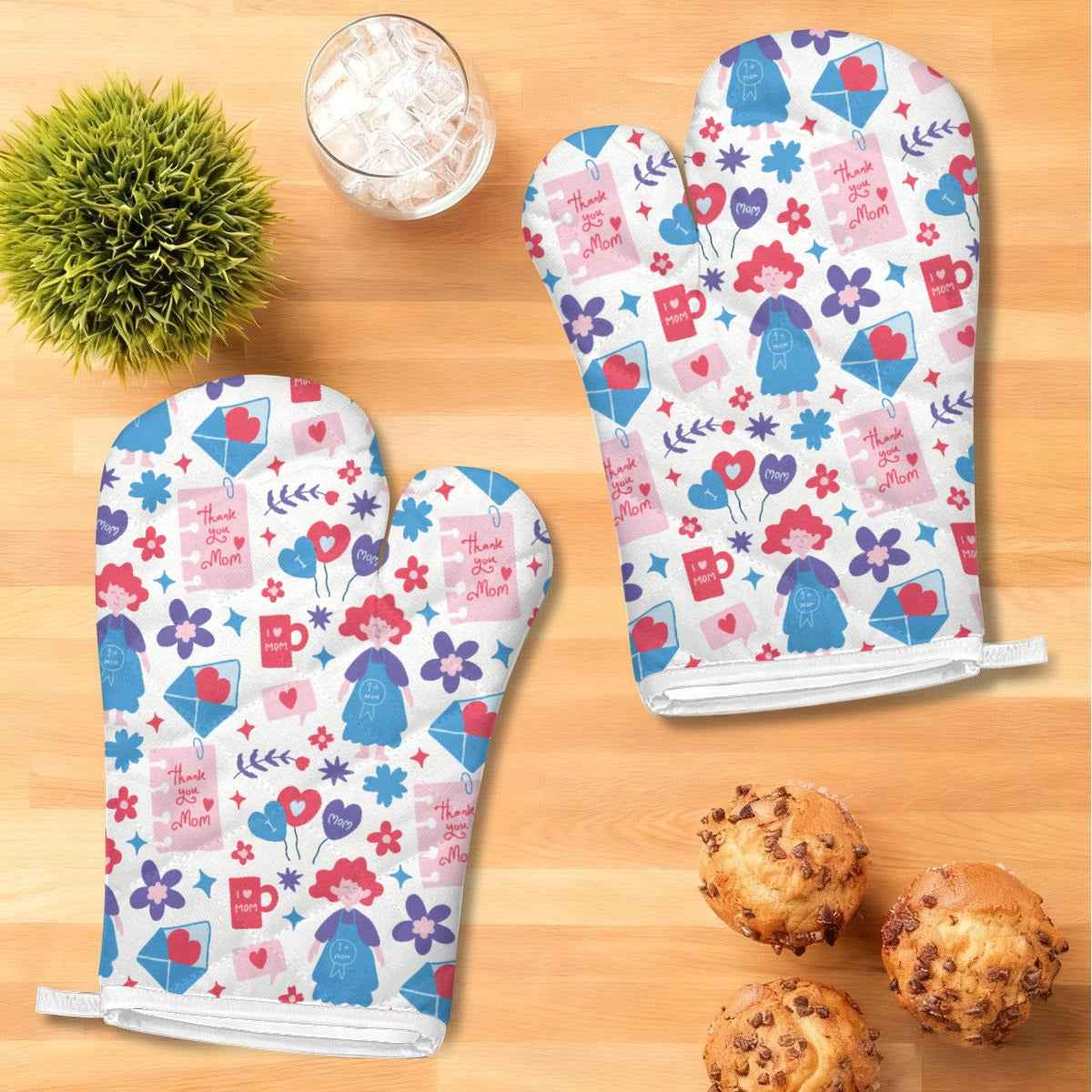 Mother’s Day Heat-Resistant Kitchen Gloves & Pad Set