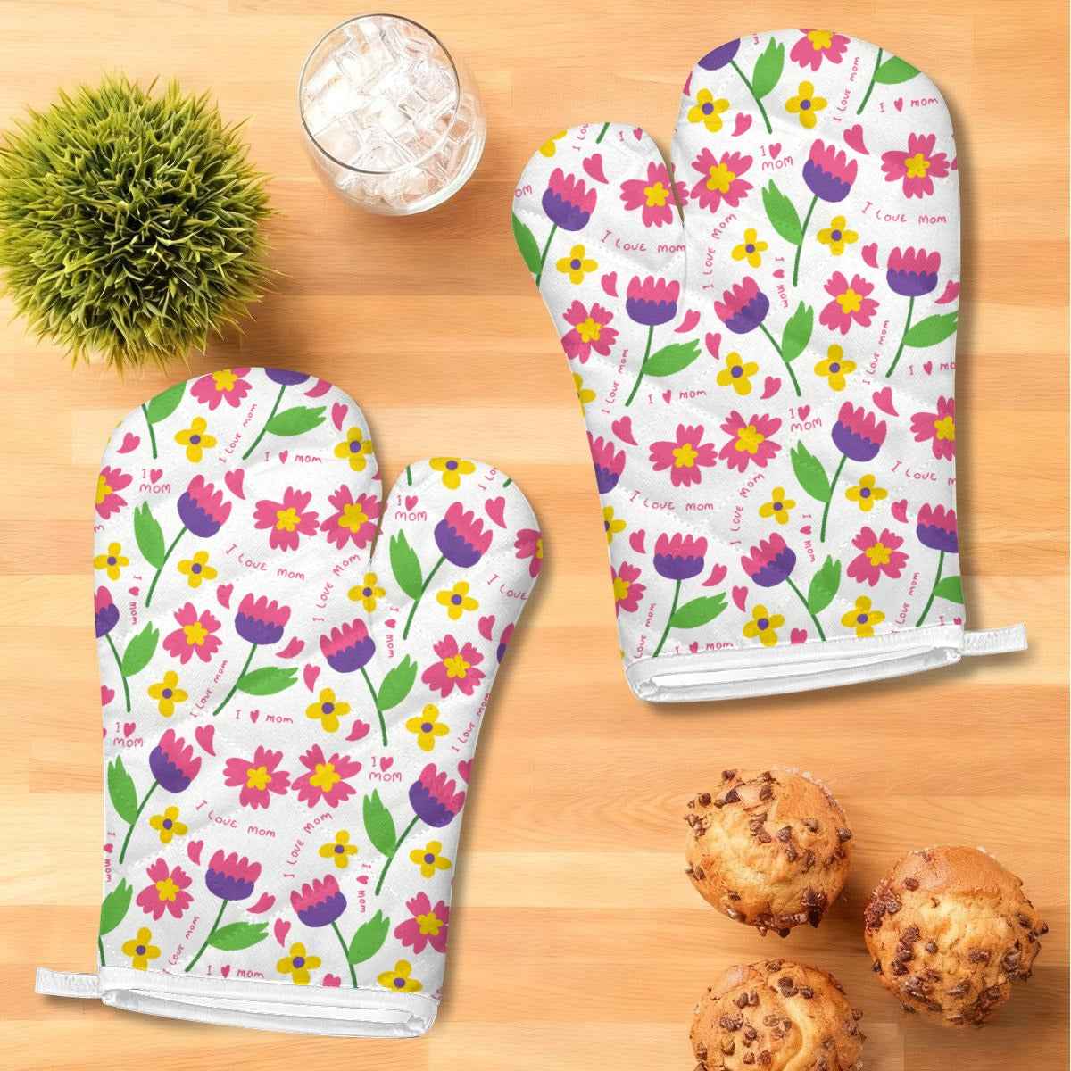 Mother’s Day Heat-Resistant Kitchen Gloves & Pad Set