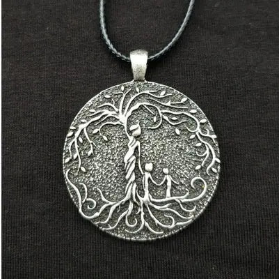 Viking Tree of Life Necklace – Mother & Two Children Pendant | Norse Family Jewelry Mother’s Day Gift CJ