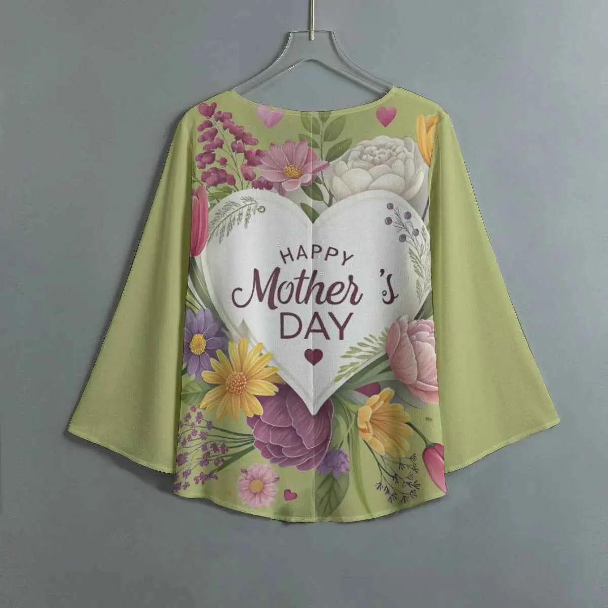 Mothers Day Custom All-Over Print Women’s V-Neck T-Shirt – Long Sleeve Irregular Hem Top