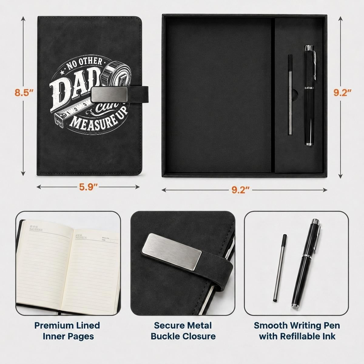 Father's Day Notebook Gift Set with Metal Pen | Personalized Premium Writing Gift Set - EverCharm Gifts