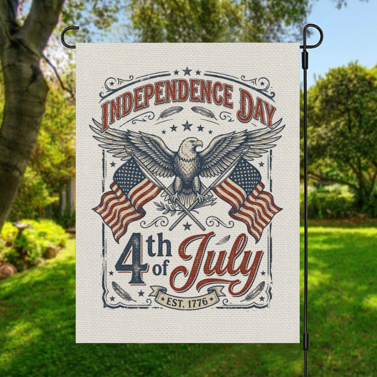 July 4th All-Over Print Garden Flag | Patriotic Outdoor Independence Day Decorations - EverCharm Gifts