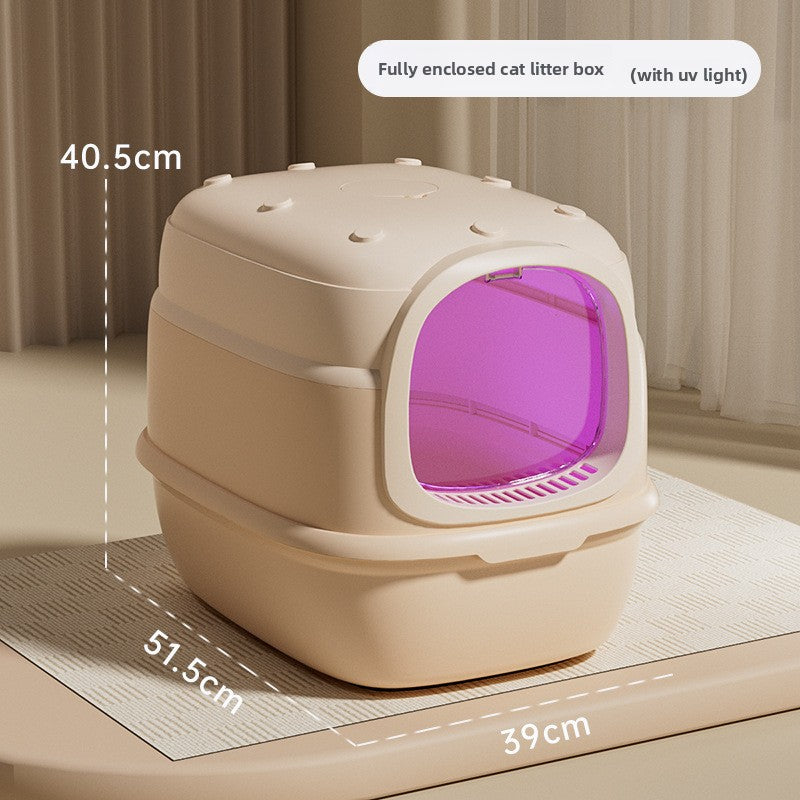 Fully Enclosed Cat Litter Box with UV Sterilization - Extra Large Odor-Control Cat Toilet | Covered Hygienic Litter Box TED