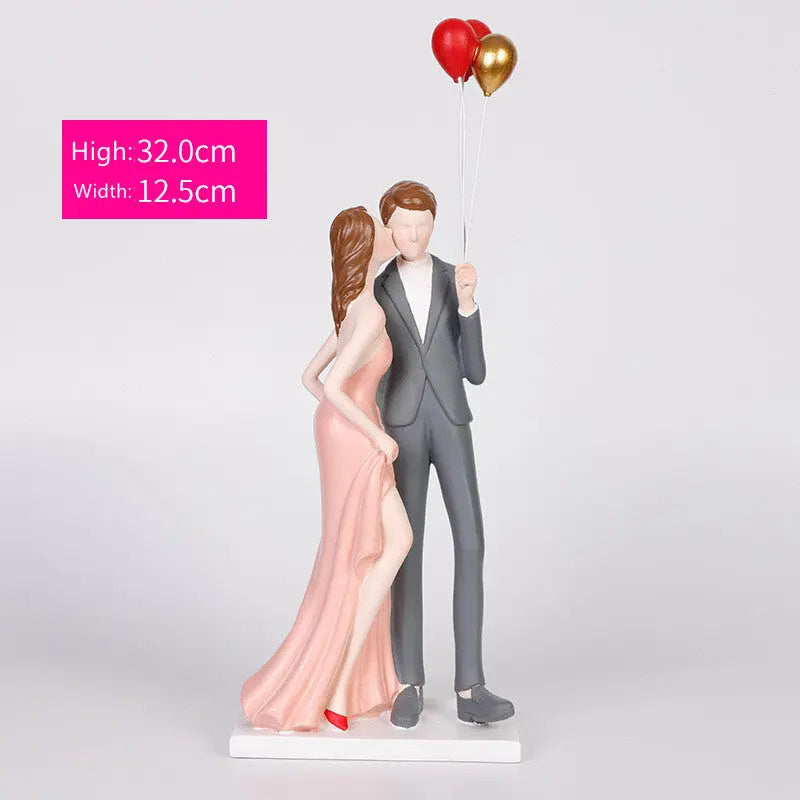 Romantic Couple Balloon Statue – Modern Resin Love Ornament Home Decor CJ