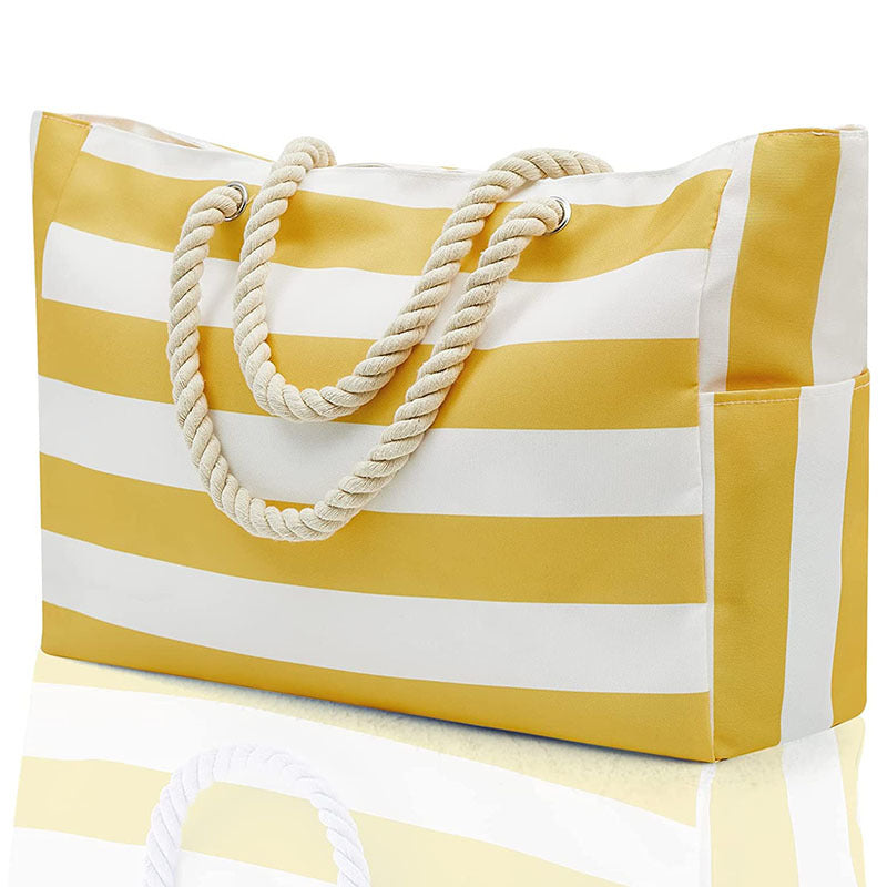 Rainbow Stripe Beach Bag - Large Capacity Beach Bag | Free Shipping