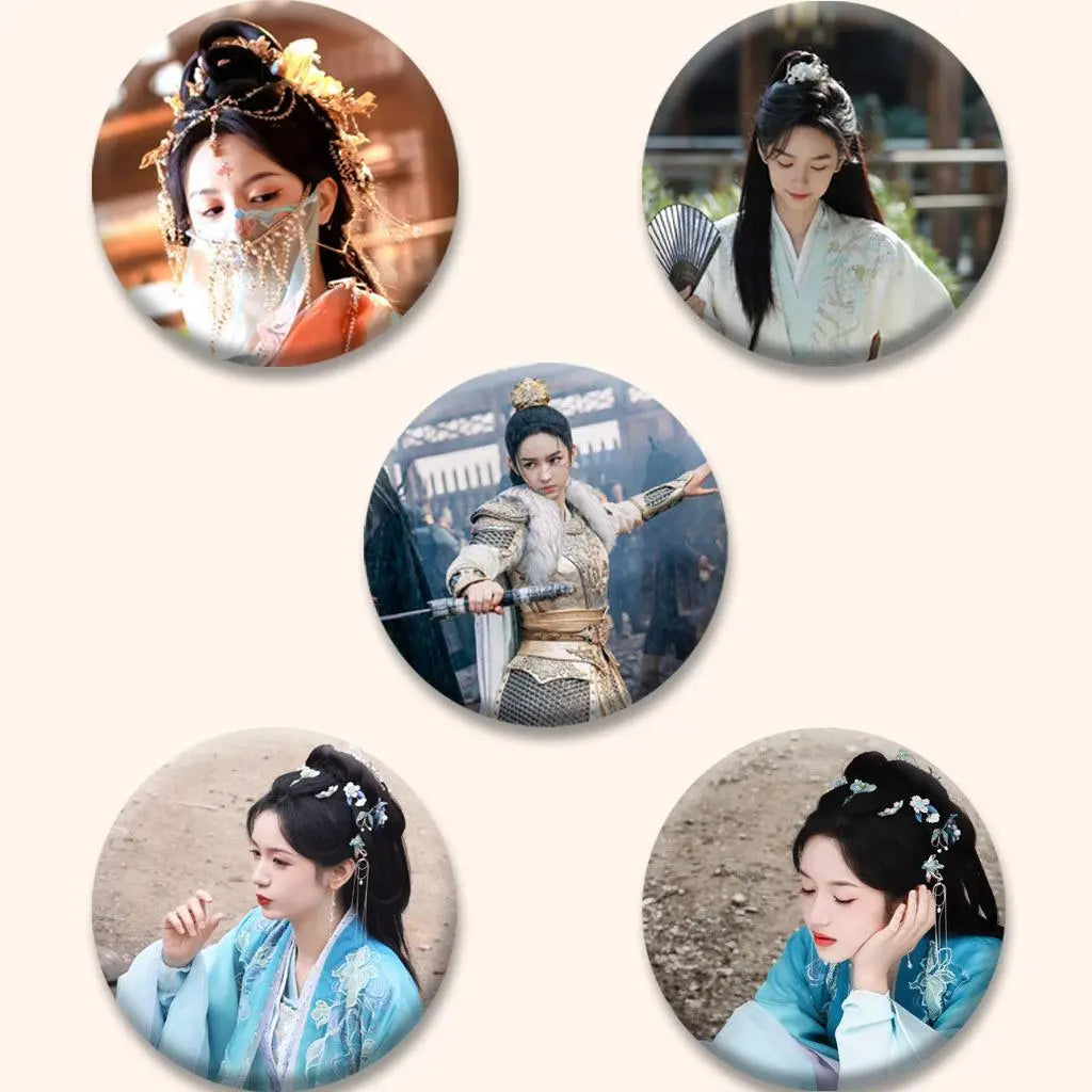 Celebrity Badge Pins Set - Jinyue Ruge, Chenglei & Zhouye Fan Merch | 58mm Metal Brooches & Backpack Accessories TED