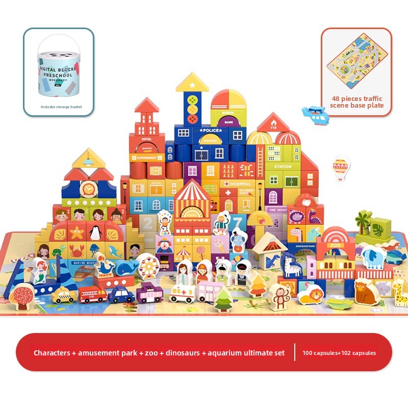 Montessori Building Blocks Set for Kids | 100-200 Piece Creative Learning Toy - EverCharm Gifts