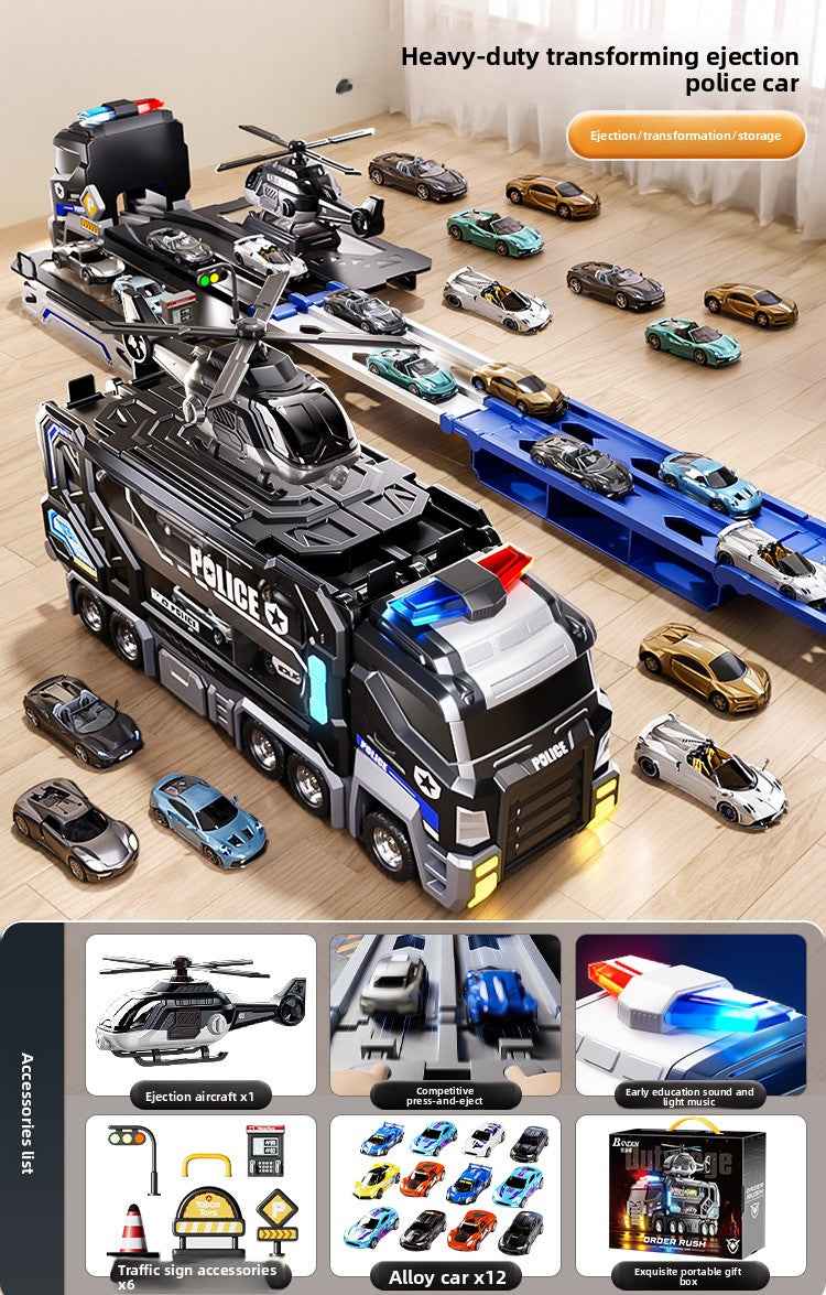 Transforming Police Car Toy with Track and Ejection Features
