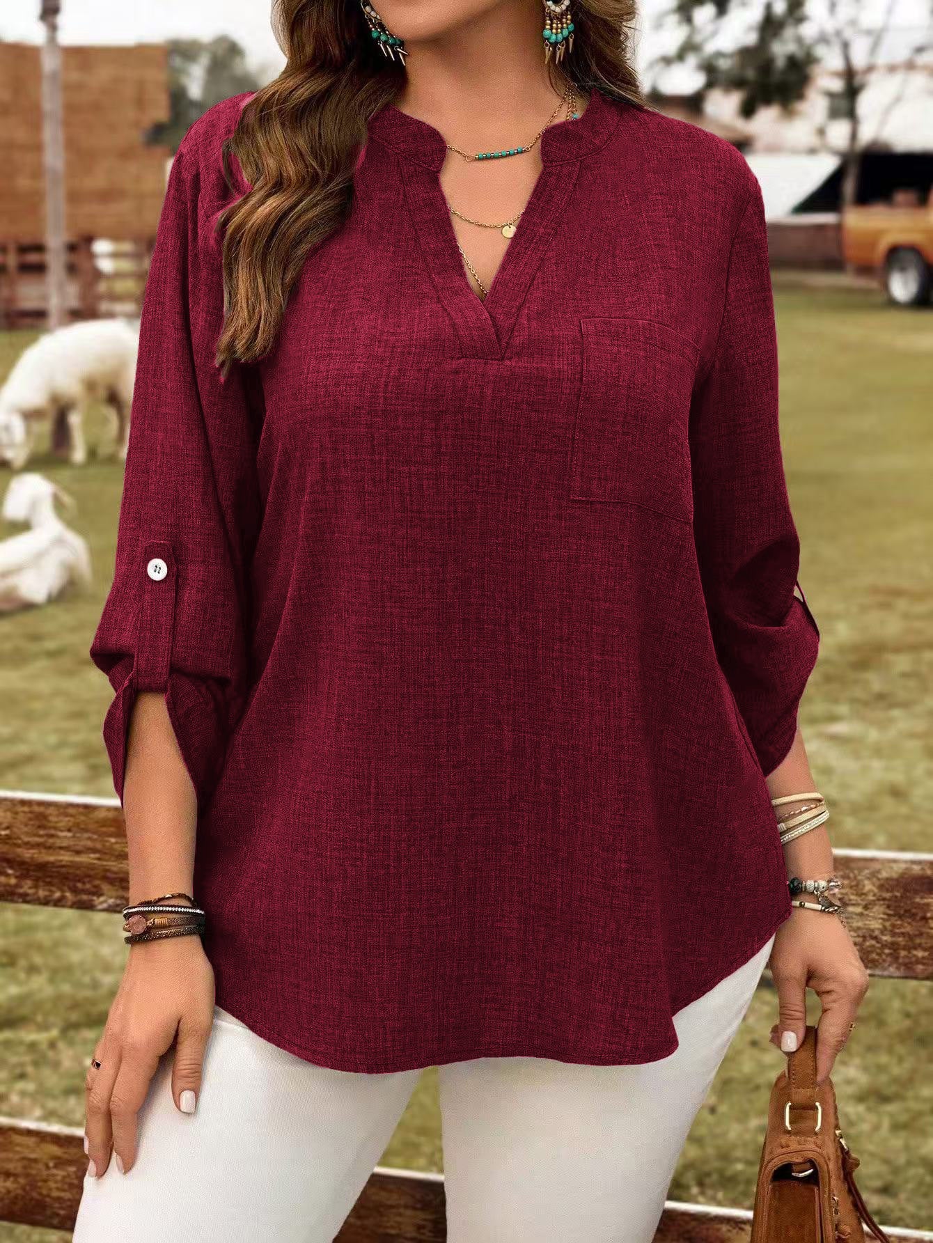 Womens Plus Size Casual Blouse - Loose Fit Casual Pullover Blouse | Free Shipping
