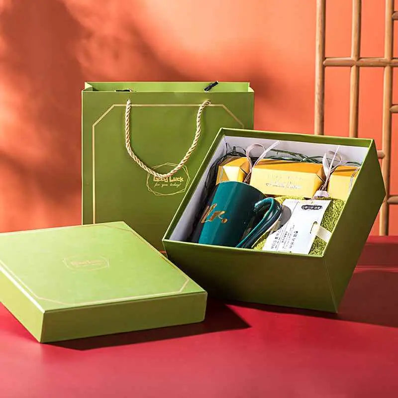 Luxury Ceramic Mug Gift Set with Towel & Candy Box – Premium Coffee Cup Gift for Any Occasion
