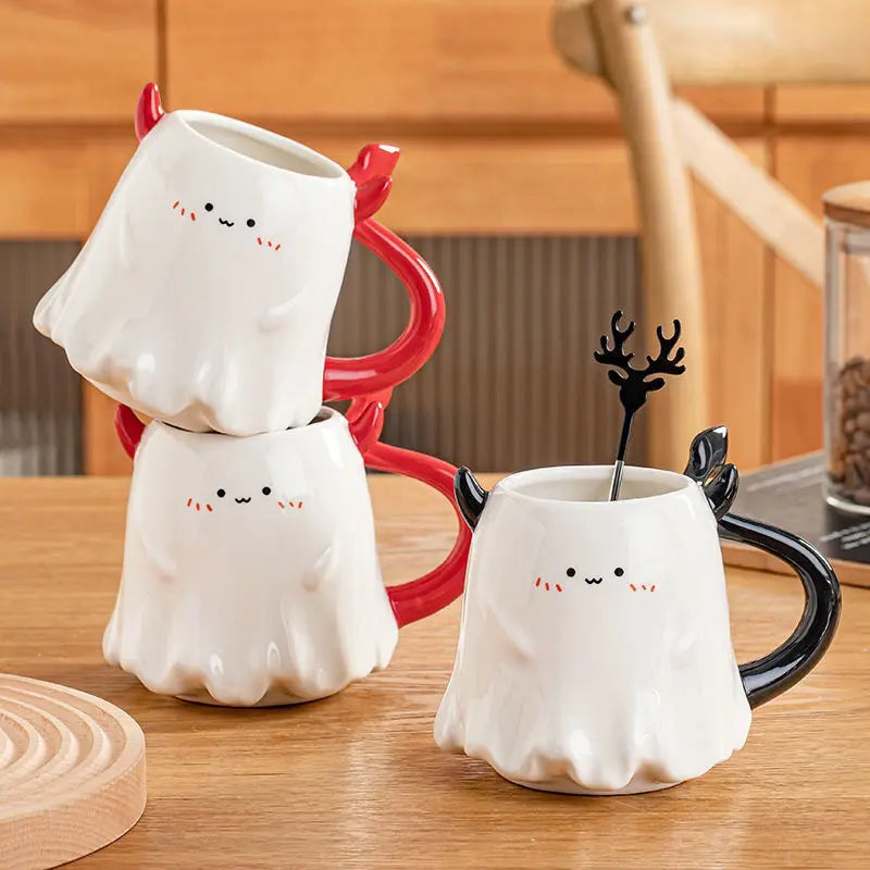 Personalized Ceramic Mug with Lid & Spoon Custom Holiday Gift Cup TED