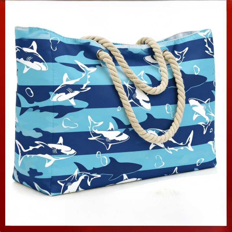 Rainbow Stripe Beach Bag - Large Capacity Beach Bag | Free Shipping