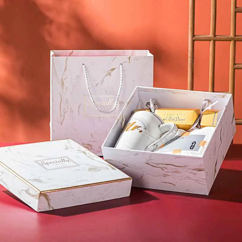 Luxury Ceramic Mug Gift Set with Towel & Candy Box – Premium Coffee Cup Gift for Any Occasion