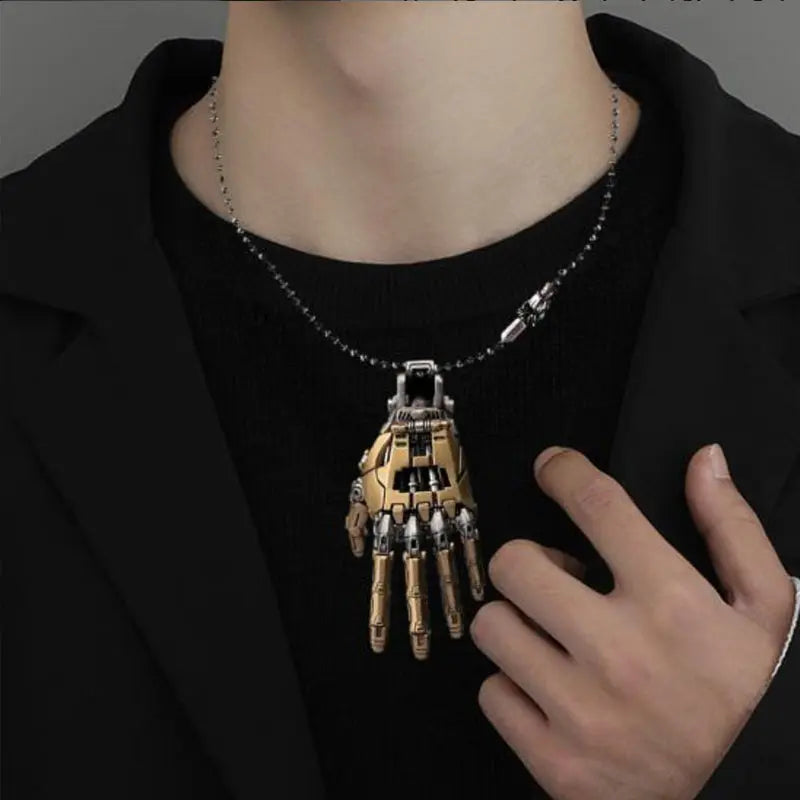 Mechanical Robot Hand Necklace – Movable Bionic Hand Pendant Gift EPR