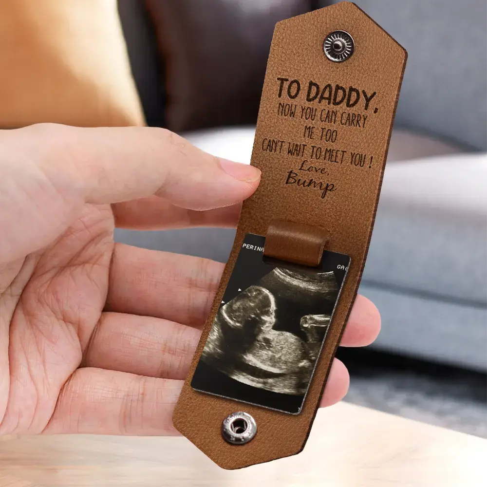Personalized Leather Photo Keychain for Dad – “Now You Can Carry Me Too” Father’s Day Gift EPR