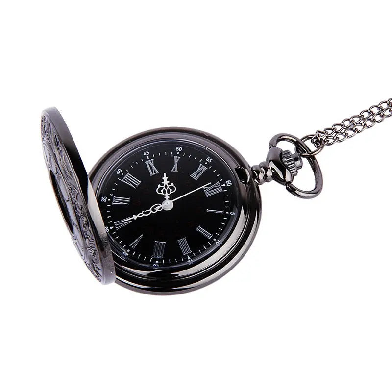 Father’s Day Vintage Pocket Watch Necklace – Roman Numeral Quartz Gift for Dad EPR