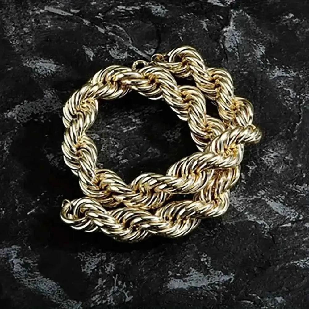 Men’s 30mm Chunky Rope Chain Necklace – 14K Gold Plated Hip Hop Jewelry (30 Inch)