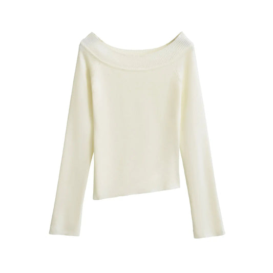 Women’s One-Shoulder Slim Fit Top – Long Sleeve Off Shoulder Shirt EPR