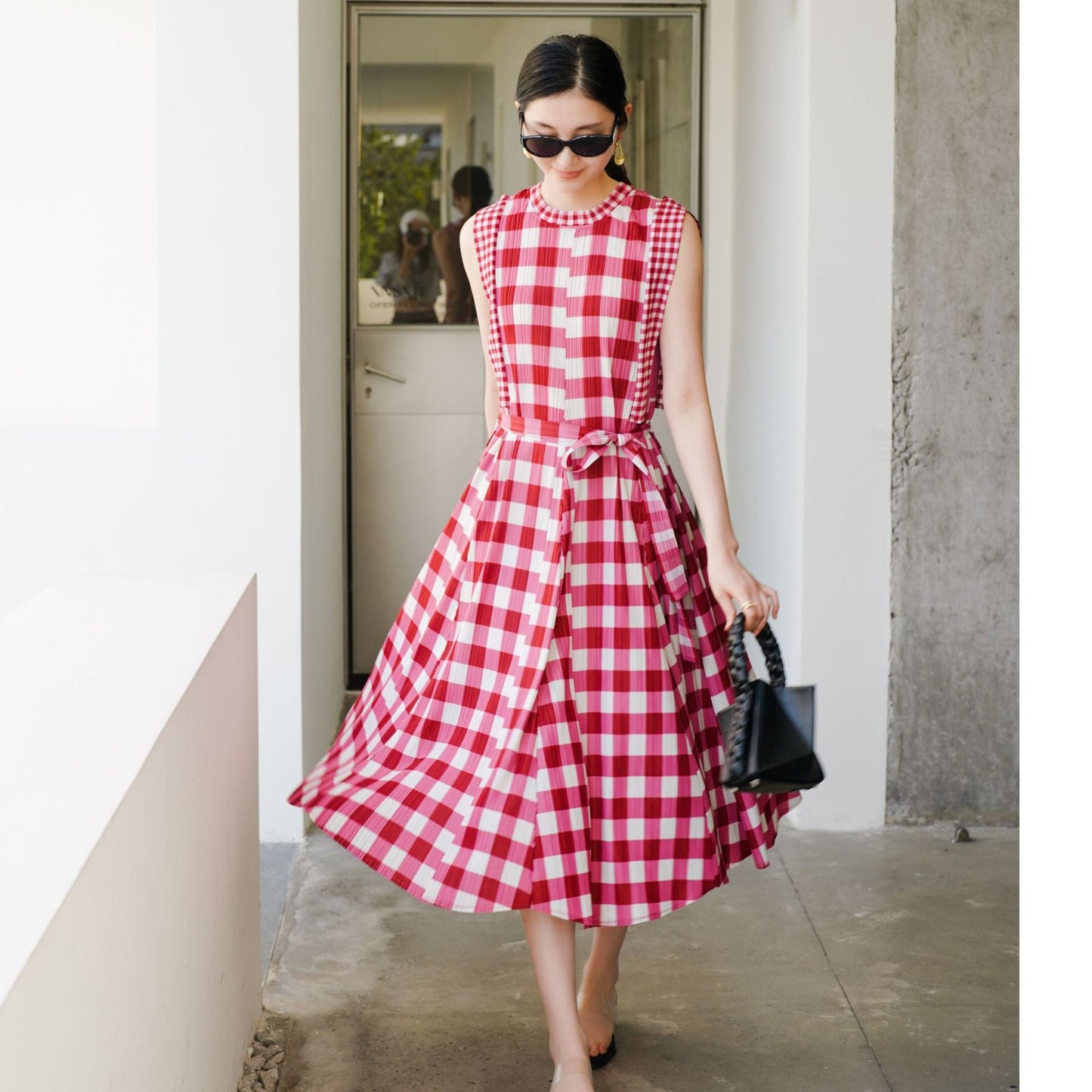 Women’s Plaid Sleeveless Maxi Dress – Loose A-Line Patchwork Country Dress | Sweet Cottagecore Long Dress EPR