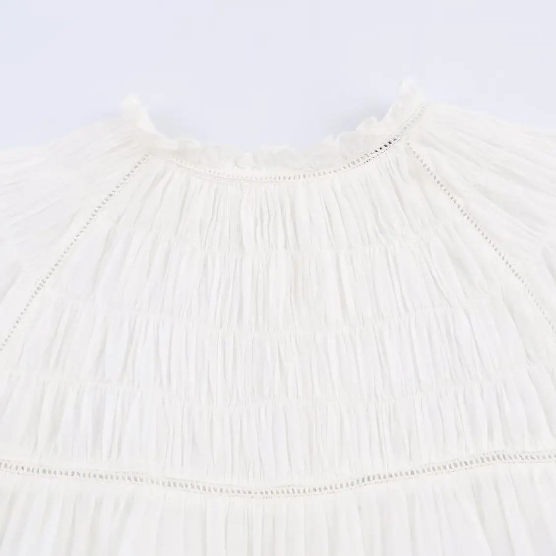 Women’s Ruffle Collar Blouse – Long Sleeve Elegant White Casual Top (XS–L) EPR