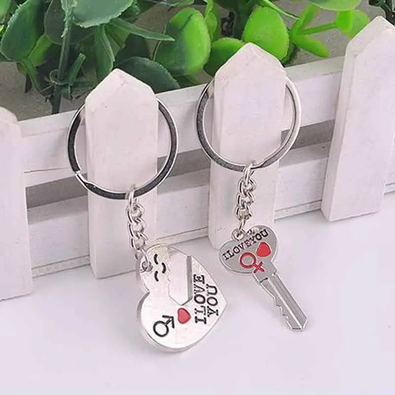Couple “I Love You” Heart Keychains – Matching Lovers Key Ring Set (2PCS)