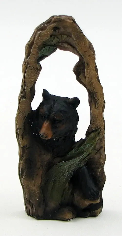 Bear Cutaway Scene Figurine – Rustic Resin Bear Décor with Stone-Look Frame | Cabin & Woodland Shelf Accent