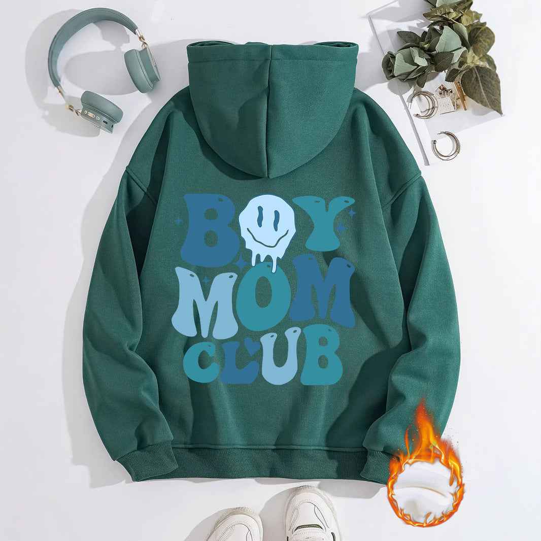 Boy Mom Club Hoodie – Women’s Oversized Streetwear Pullover with Pocket