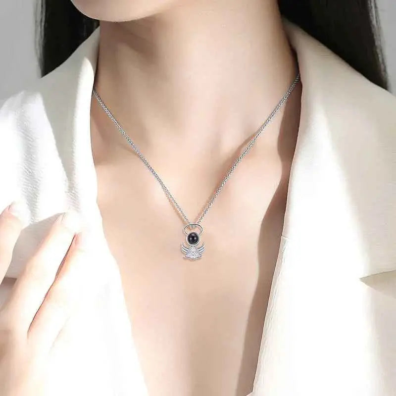 Little Angel “I Love You” in 100 Languages Projection Necklace – Romantic Angel Pendant Gift for Her