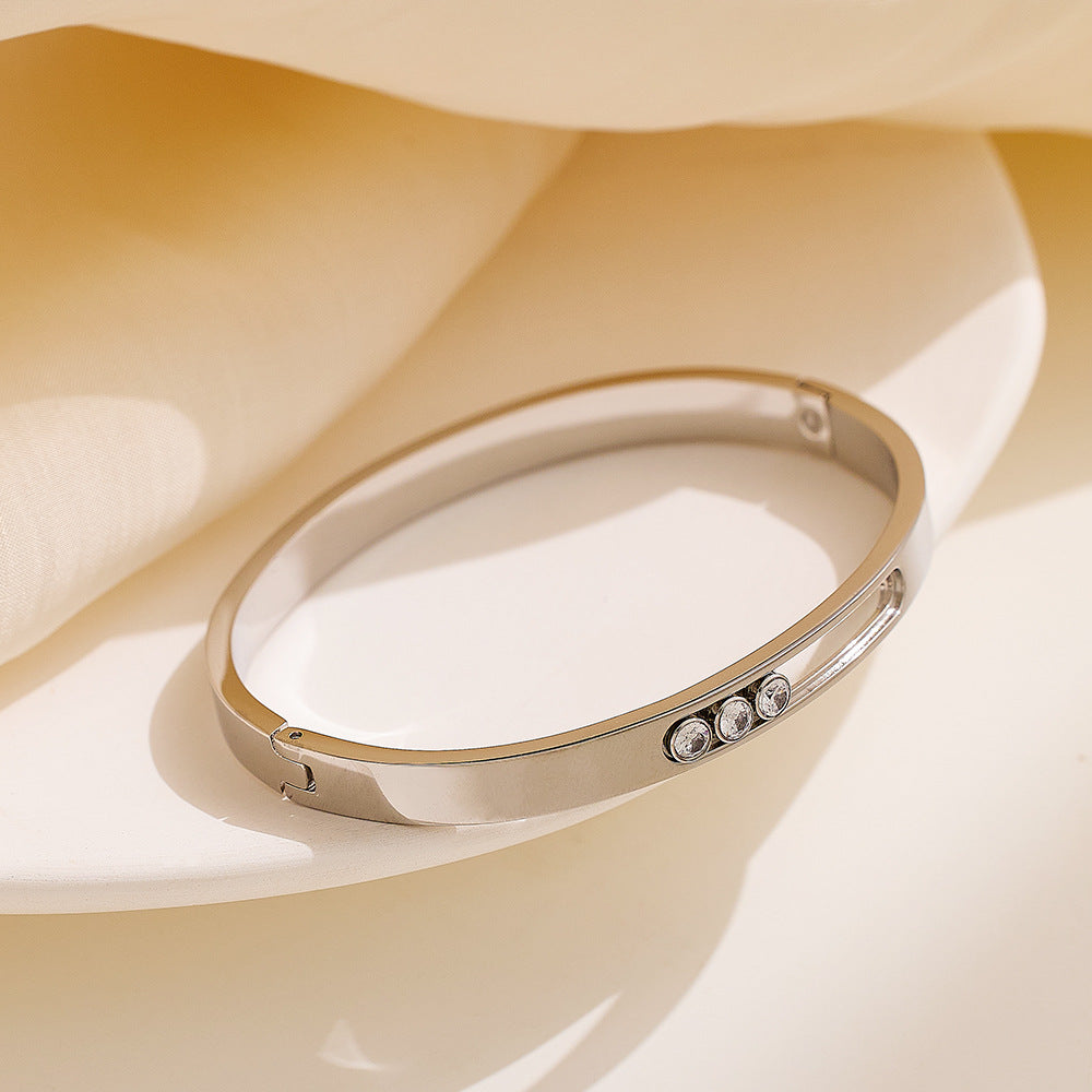Women’s Titanium Steel Buckle Bracelet – INS Style Gold Stainless Steel Bangle | Free Shipping