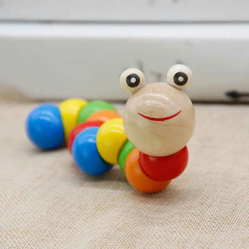 Colorful Wooden Worm Puzzle Toy – Montessori Educational Twisting Toy for Kids