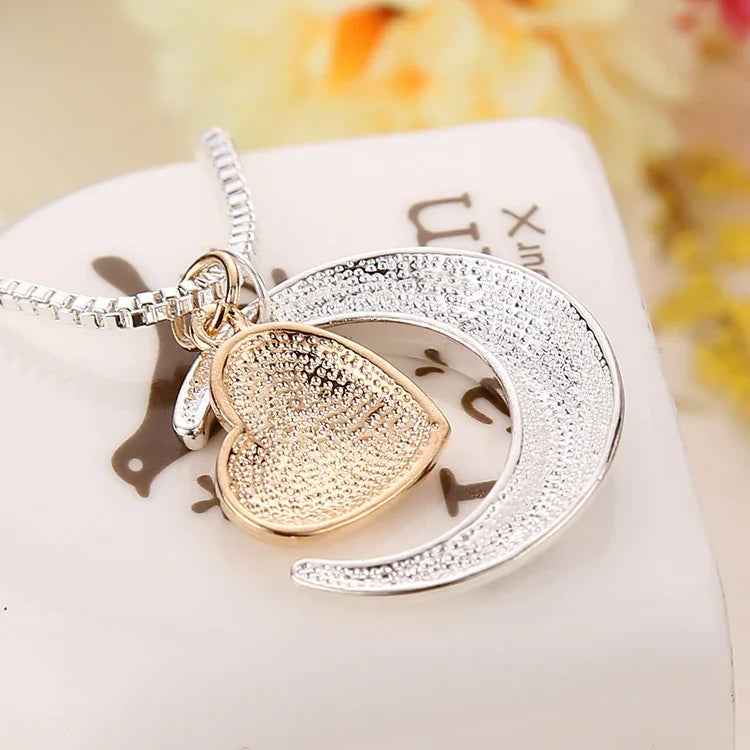 “I Love You Mom” Heart Pendant Necklace – Mother’s Day Gift Sweater Chain Jewelry