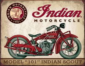 Indian Scout Vintage Tin Sign – Retro Motorcycle Garage Wall Decor Made in USA