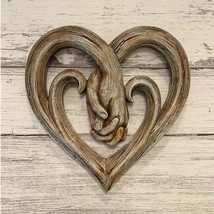Handshake Wooden Wall Art – Engraved Decorative Wood Craft Home Décor EPR