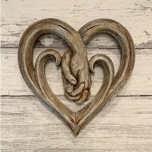 Handshake Wooden Wall Art – Engraved Decorative Wood Craft Home Décor EPR
