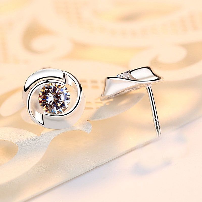 S925 Sterling Silver Rose Stud Earrings – Minimalist Petal Flower Earrings | Free Shipping