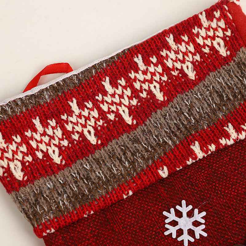 Santa Claus Christmas Sock Gift Bag – Burlap Candy Bag Holiday Stocking