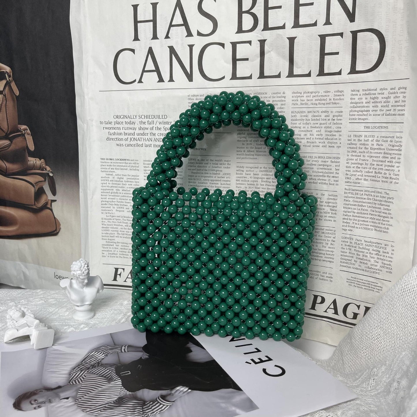 Fashion Beaded Handbag for Women | Acrylic Solid Color Mini Purse