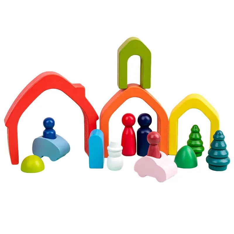 Montessori Rainbow Wooden Building Blocks | Creative Educational Stacking Toys - EverCharm Gifts