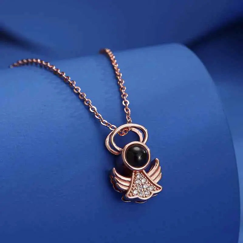 Little Angel “I Love You” in 100 Languages Projection Necklace – Romantic Angel Pendant Gift for Her