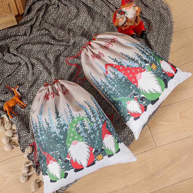 Santa Claus Christmas Gift Bag – Drawstring Holiday Sack for Kids & Gifts