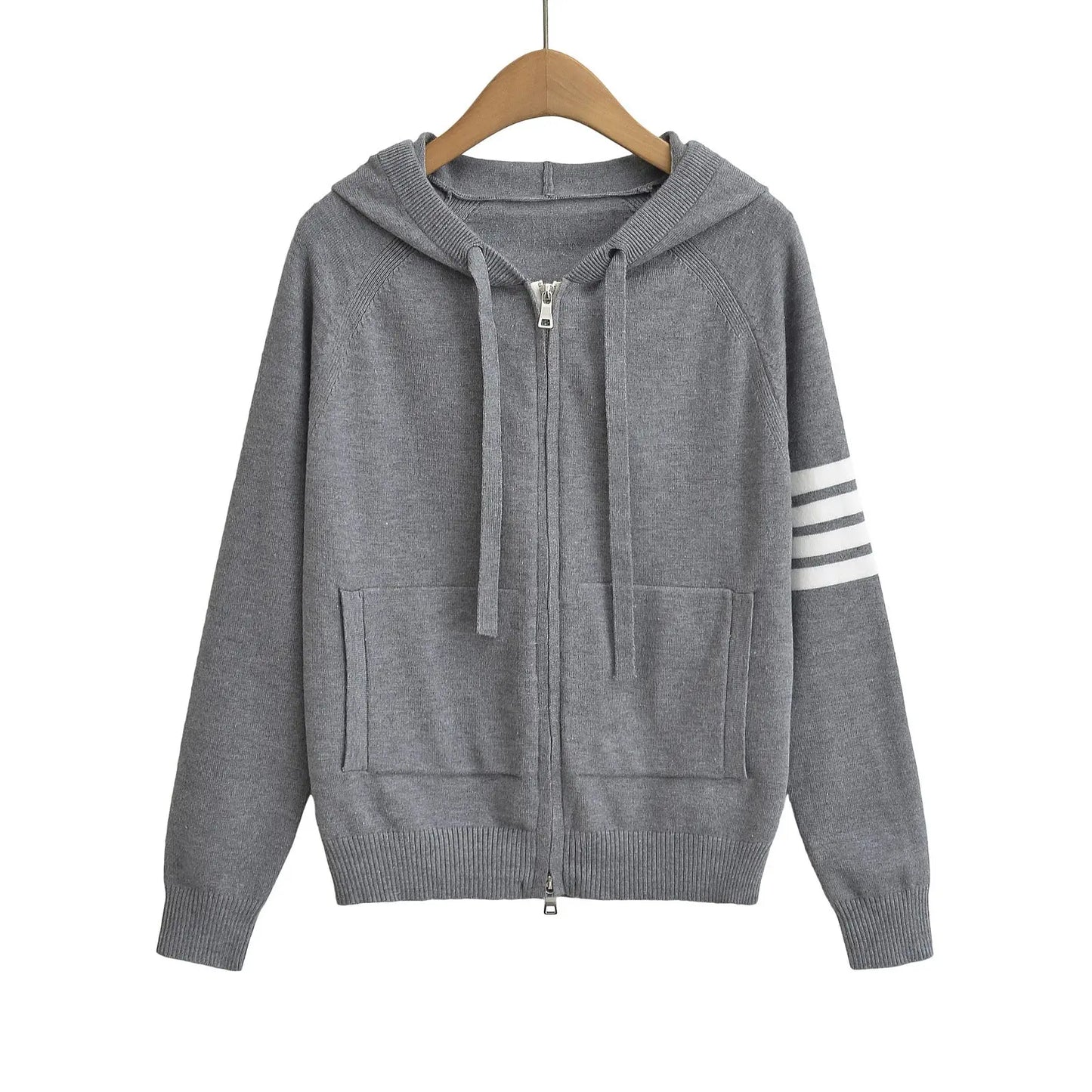 Women’s Hooded Zip Sweater – Color Block Long Sleeve Hoodie EPR